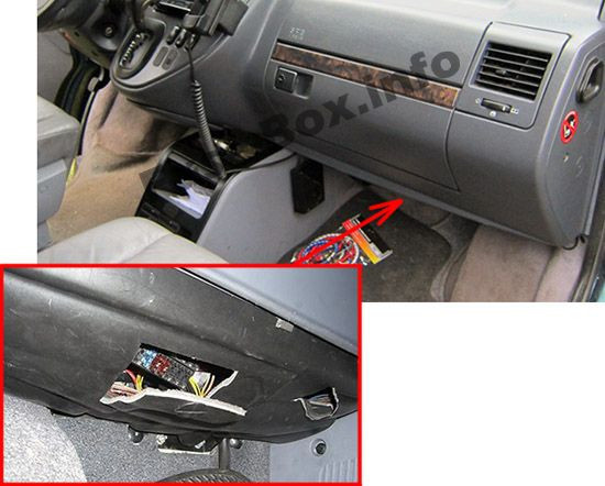 Блок предохранителей под панелью приборов (расположение): Mercedes-Benz Vito 1996-2003 гг.)
